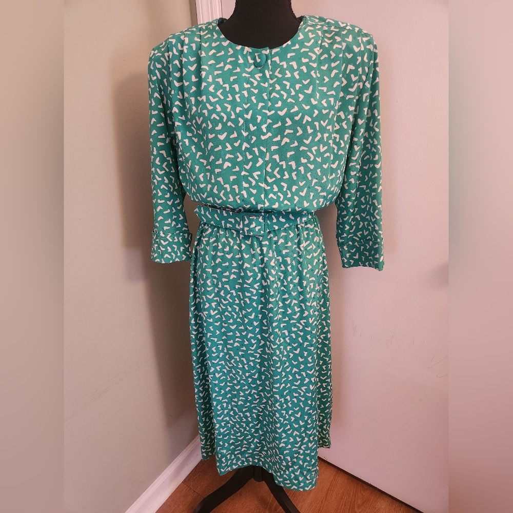 Vintage Green Pellini 80s Belted Dress 9/10